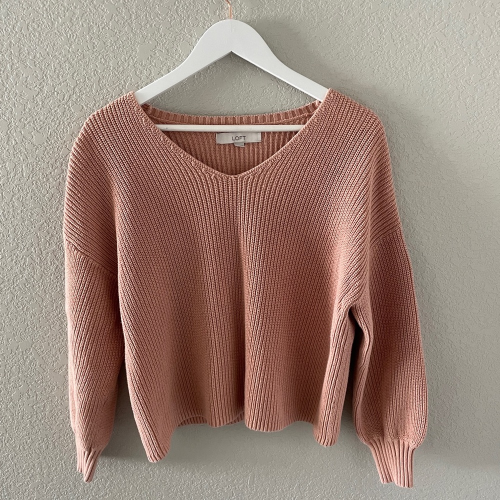 Loft Medium peach colored knit sweater